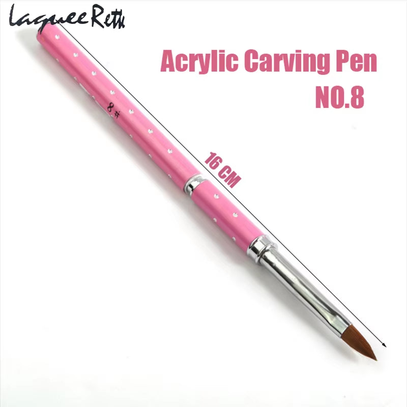 1Pcs No.2/4/6/8/10 Nail Art Brushes Manicure Tool Red Handle Pure Acrylic Kolinsky Sable Brushes Painting Nail Acrylic Brush