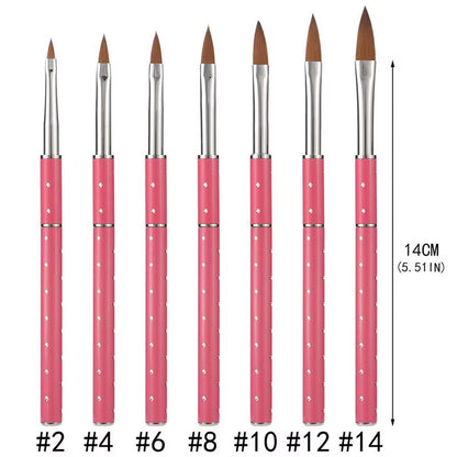 1Pcs No.2/4/6/8/10 Nail Art Brushes Manicure Tool Red Handle Pure Acrylic Kolinsky Sable Brushes Painting Nail Acrylic Brush