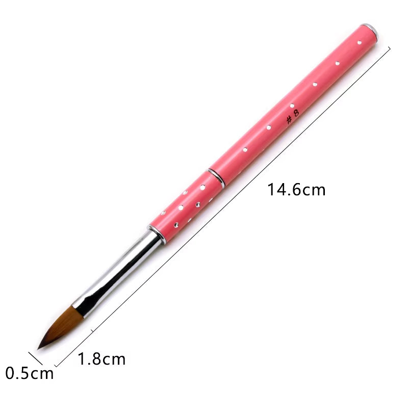 1Pcs No.2/4/6/8/10 Nail Art Brushes Manicure Tool Red Handle Pure Acrylic Kolinsky Sable Brushes Painting Nail Acrylic Brush