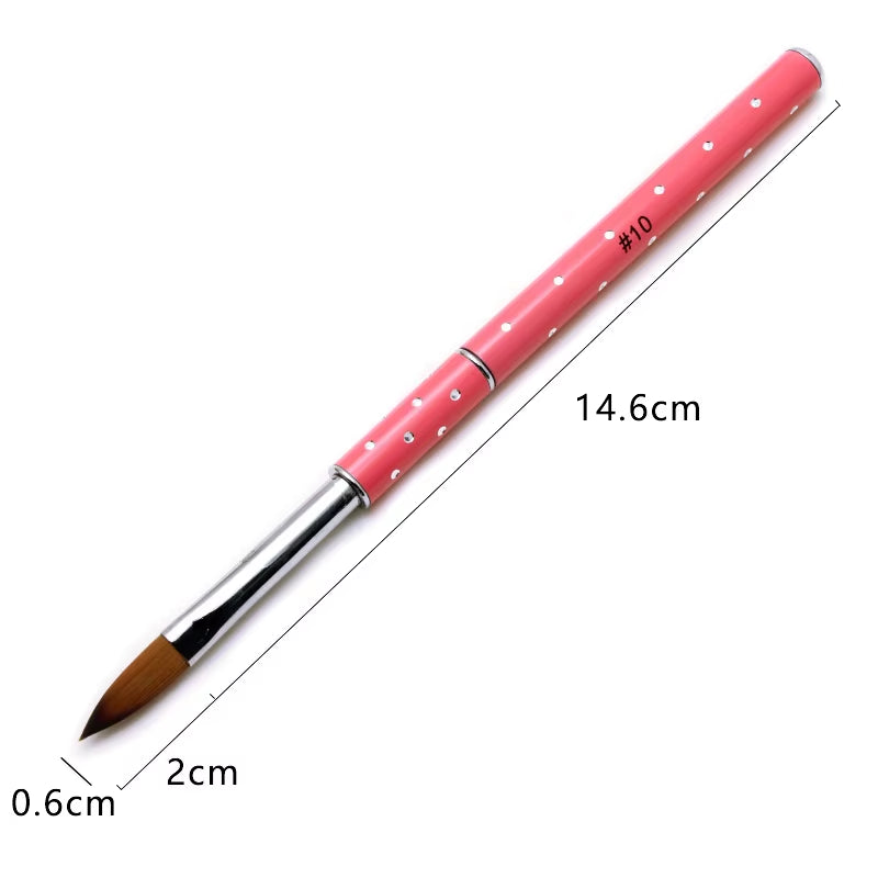 1Pcs No.2/4/6/8/10 Nail Art Brushes Manicure Tool Red Handle Pure Acrylic Kolinsky Sable Brushes Painting Nail Acrylic Brush