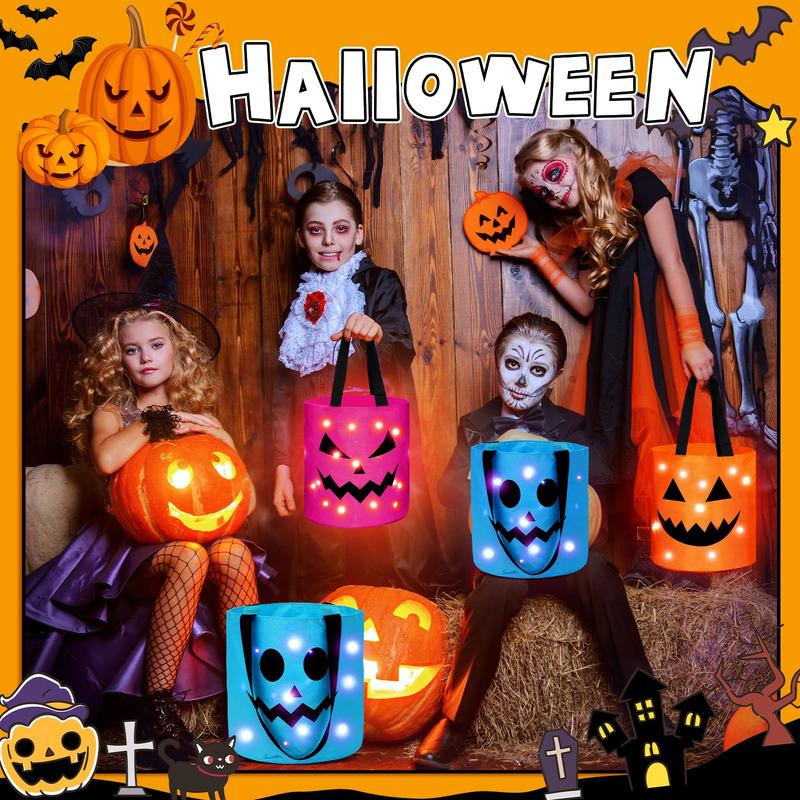 Glow-in-the-Dark Halloween Fun! 2 Light-Up Pumpkin Baskets for Your Little Ghouls' Trick-or-Treating Adventures