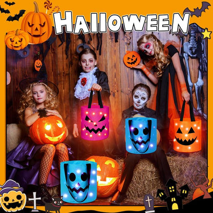 Glow-in-the-Dark Halloween Fun! 2 Light-Up Pumpkin Baskets for Your Little Ghouls' Trick-or-Treating Adventures
