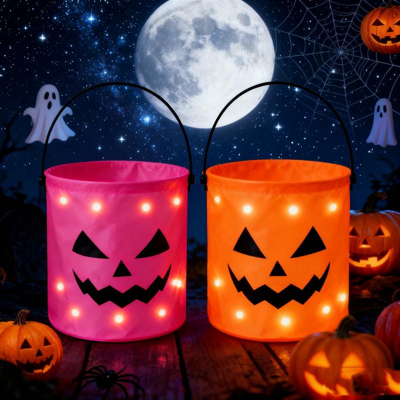 Glow-in-the-Dark Halloween Fun! 2 Light-Up Pumpkin Baskets for Your Little Ghouls' Trick-or-Treating Adventures