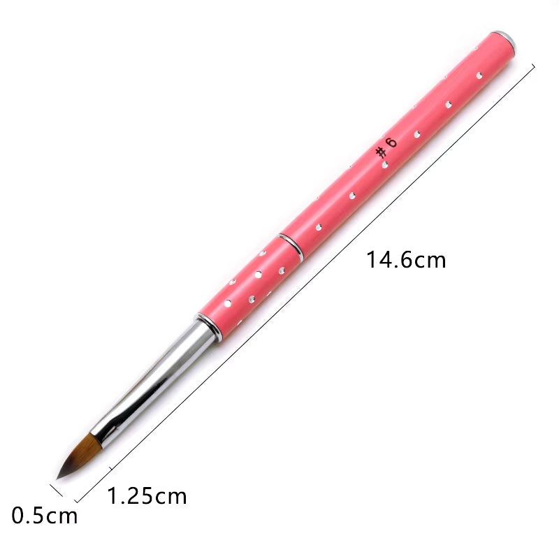 1Pcs No.2/4/6/8/10 Nail Art Brushes Manicure Tool Red Handle Pure Acrylic Kolinsky Sable Brushes Painting Nail Acrylic Brush