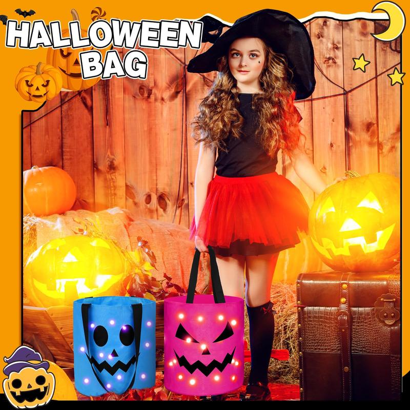 Glow-in-the-Dark Halloween Fun! 2 Light-Up Pumpkin Baskets for Your Little Ghouls' Trick-or-Treating Adventures