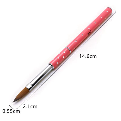 1Pcs No.2/4/6/8/10 Nail Art Brushes Manicure Tool Red Handle Pure Acrylic Kolinsky Sable Brushes Painting Nail Acrylic Brush